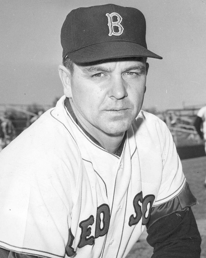 Head and shoulders portrait of Dick Williams in Red Sox uniform
